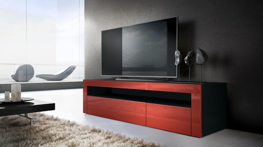 Cabinet - Black Engineered Wood, W 61 x D 15.7 x H 18.1 in