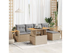 6-Piece Outdoor Patio Set with Cushions - Brown Polyester Fabric, W 70.5 x D 24.4 x H 27.2 in