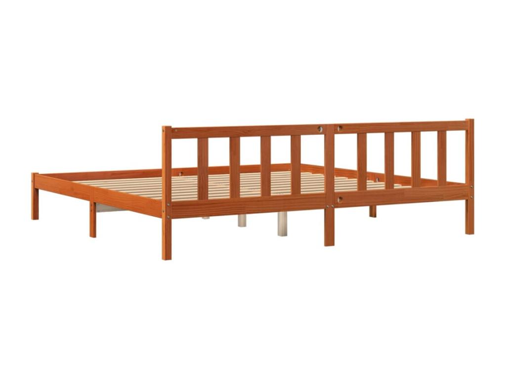 Bed - Brown Wood, W 80.9 x D 80.9 x H 27.4 in