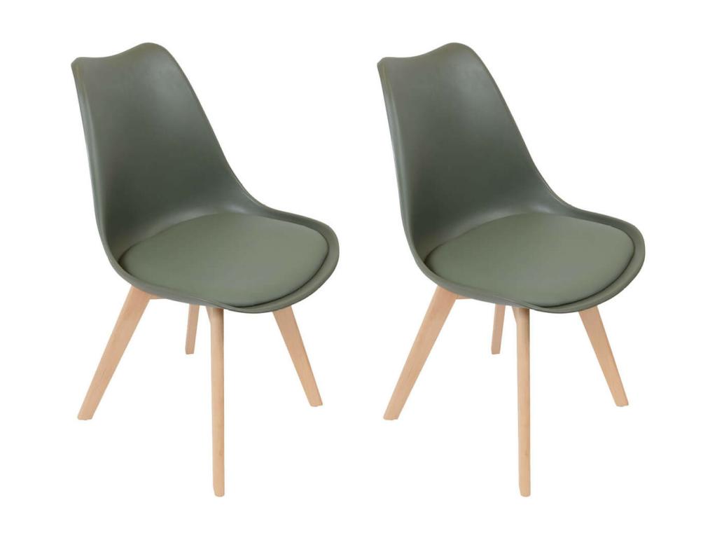 Set of 2 Chairs - Green Fabric, W 18.9 x D 20.1 x H 32.7 in