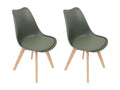 Set of 2 Chairs - Green Fabric, W 18.9 x D 20.1 x H 32.7 in