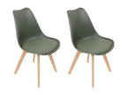 Set of 2 Chairs - Green Fabric, W 18.9 x D 20.1 x H 32.7 in