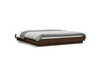 Bed with LED - Brown Wood, W 83.5 x D 67.1 x H 9.1 in