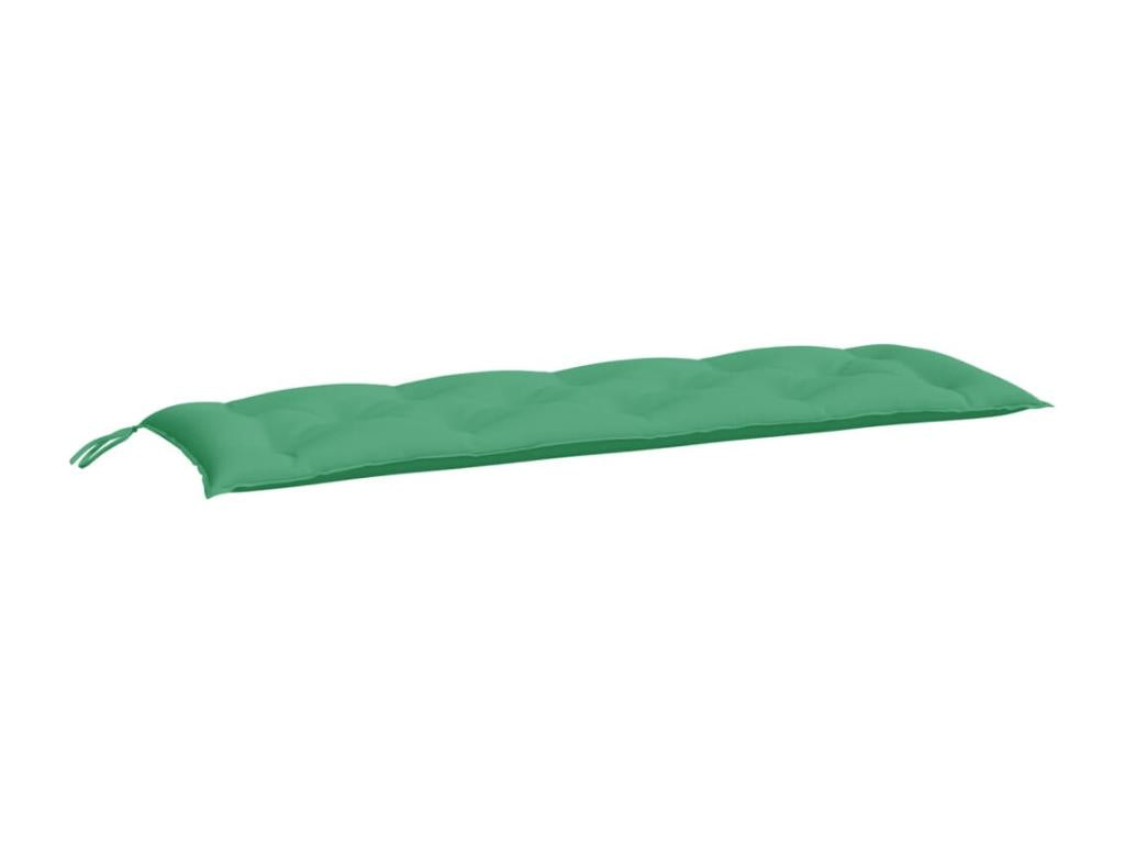 Set of 2 Benchs - Green Polyester Fabric, W 59.1 x D 19.7 x H 2.8 in