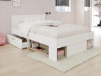 Bed - White Engineered Wood, W 48.8 x D 80.1 x H 29.9 in