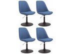 Set of 4 Dining Chairs - Blue Fabric, Acrylic, W 18.9 x D 22.4 x H 29.9 in