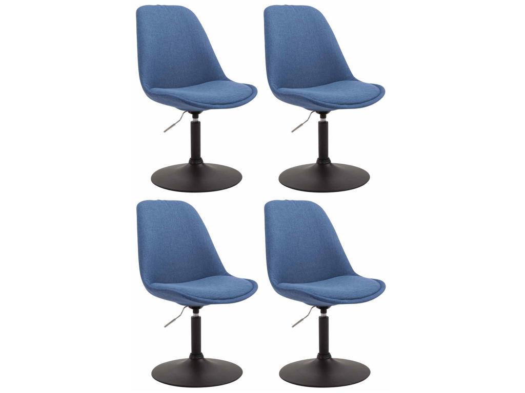 Set of 4 Dining Chairs - Blue Fabric, Acrylic, W 18.9 x D 22.4 x H 29.9 in
