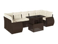 8-Piece Outdoor Patio Set with Cushions - Brown Resin, W 24.4 x D 27.2 x H 24.4 in
