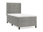 Bed Frame with Mattress - White Velvet, W 79.9 x D 40.6 x H 46.5 in