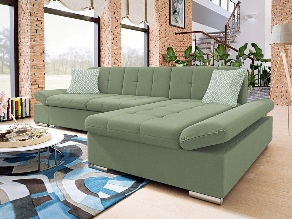 Sofa - Green Polyester Fabric, W 109.4 x D 63.4 x H 29.9 in
