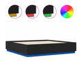 Bed with LED - Black Engineered Wood, W 79.9 x D 80.1 x H 15.7 in