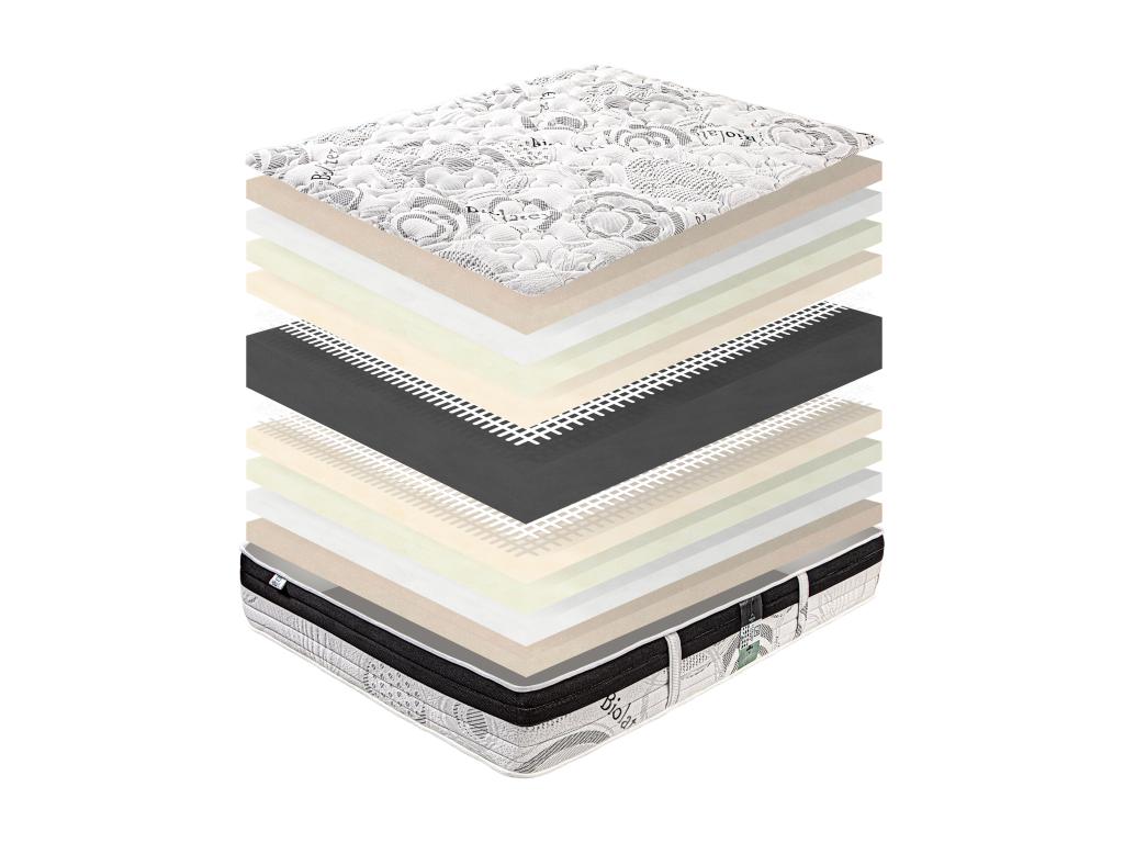 Bed Frame with Mattress - Beige, W 78.7 x D 55.1 x H 7.9 in