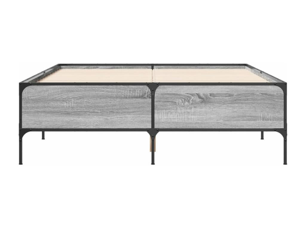 Bed - Gray Wood, W 79.9 x D 48.4 x H 17.3 in
