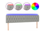Bed with LED - Gray Polyester Fabric, W 78.7 x D 2.8 x H 34.6 in
