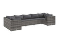 7-Piece Outdoor Patio Set with Cushions - Brown Wood, W 43.3 x D 29.5 x H 43.3 in