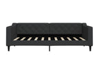 Bed - Black Polyester Fabric, W 83.9 x D 39.4 x H 26.4 in