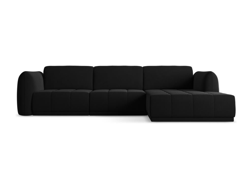 Sofa - Black Polyester Fabric, W 66.9 x D 114.2 x H 29.1 in