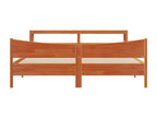 Bed Frame with Headboard - Brown Wood, W 88.4 x D 81.1 x H 32.3 in