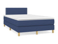 Bed Frame with Mattress - Blue Polyester Fabric, W 79.9 x D 47.2 x H 34.6 in