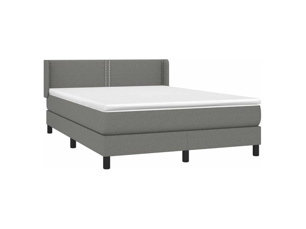 Bed Frame with Mattress - White Polyester Fabric, W 76 x D 57.9 x H 30.7 in