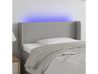 Bed with LED - Gray Wood, W 32.7 x D 6.3 x H 30.7 in