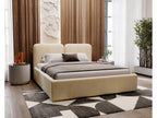 Bed - Beige Polyester Fabric, Solid Wood, Steel, W 90.6 x D 65 x H 41.3 in