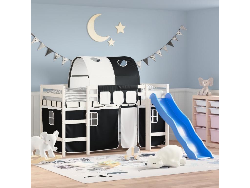 Bed - Black Wood, W 80.9 x D 34.4 x H 44.7 in