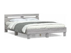 Bed Frame with Headboard - Gray Wood, W 76 x D 57.1 x H 27.6 in
