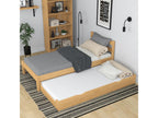 Bed - Natural Pine Wood, W 78 x D 50.4 x H 29.9 in