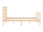 Bed Frame with Headboard - Natural Wood, W 77 x D 55.3 x H 39.4 in