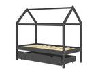 Bed - Gray Wood, W 65.4 x D 34.3 x H 55.1 in