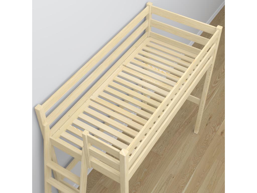 Bed - Natural Pine Wood, W 78 x D 38.6 x H 76.8 in