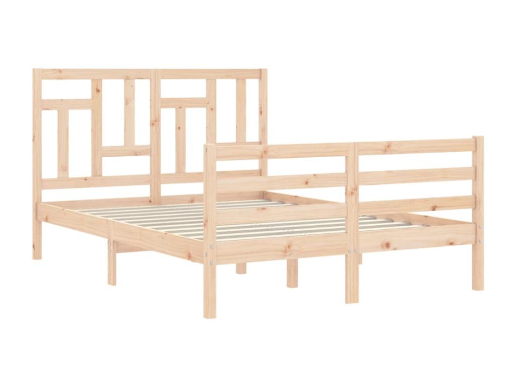 Bed Frame with Headboard - Natural Wood, W 77 x D 49.4 x H 39.4 in
