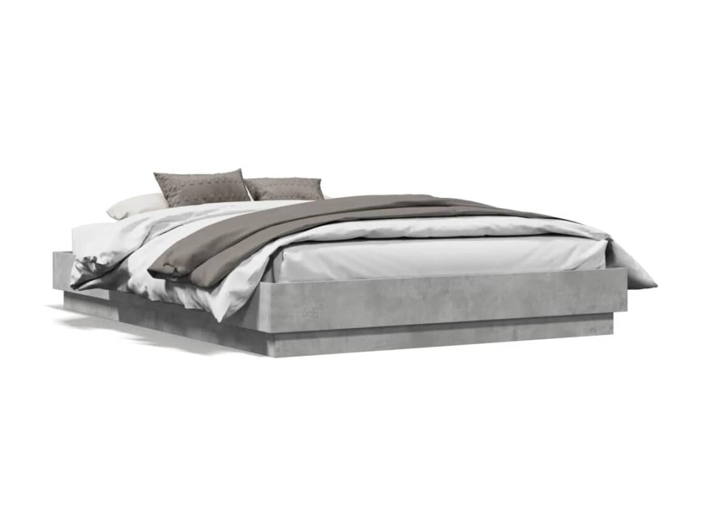 Bed - Gray Engineered Wood, W 76 x D 54.3 x H 9.1 in