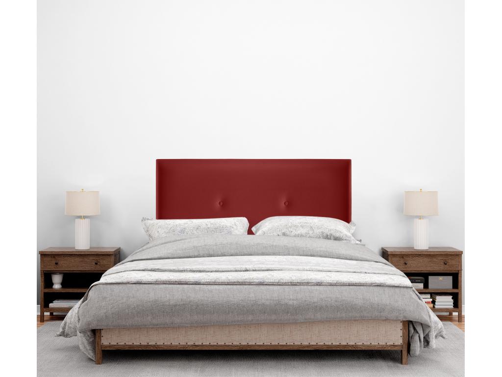 Bed - Red Faux Leather, Pine Wood, W 43.3 x D 1.6 x H 41.3 in