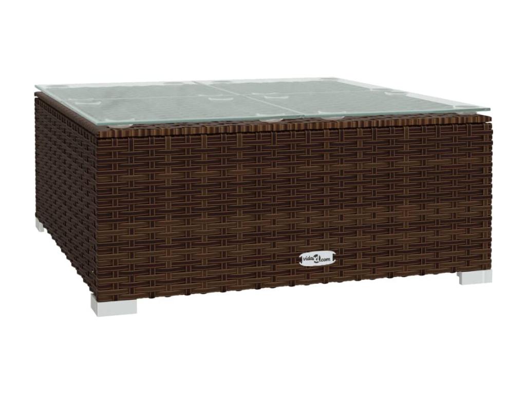 9-Piece Outdoor Patio Set with Cushions - Brown Resin, W 23.6 x D 23.6 x H 11.8 in