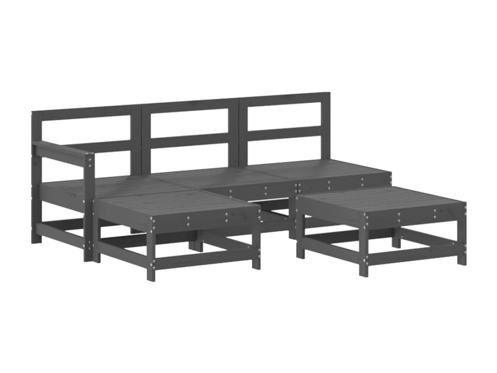 5-Piece Outdoor Patio Set - Black Resin, W 21.7 x D 24.4 x H 27.2 in