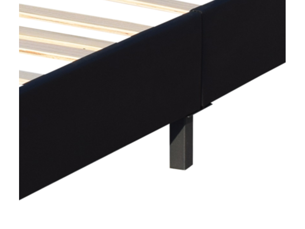 Bed - Black Wood, W 81.1 x D 56.7 x H 3.9 in