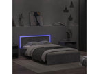 Bed Frame with Headboard with LED - Gray Engineered Wood, W 76 x D 57.1 x H 27.6 in