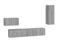 Set of 4 Cabinets - Gray Engineered Wood, W 31.5 x D 11.8 x H 11.8 in