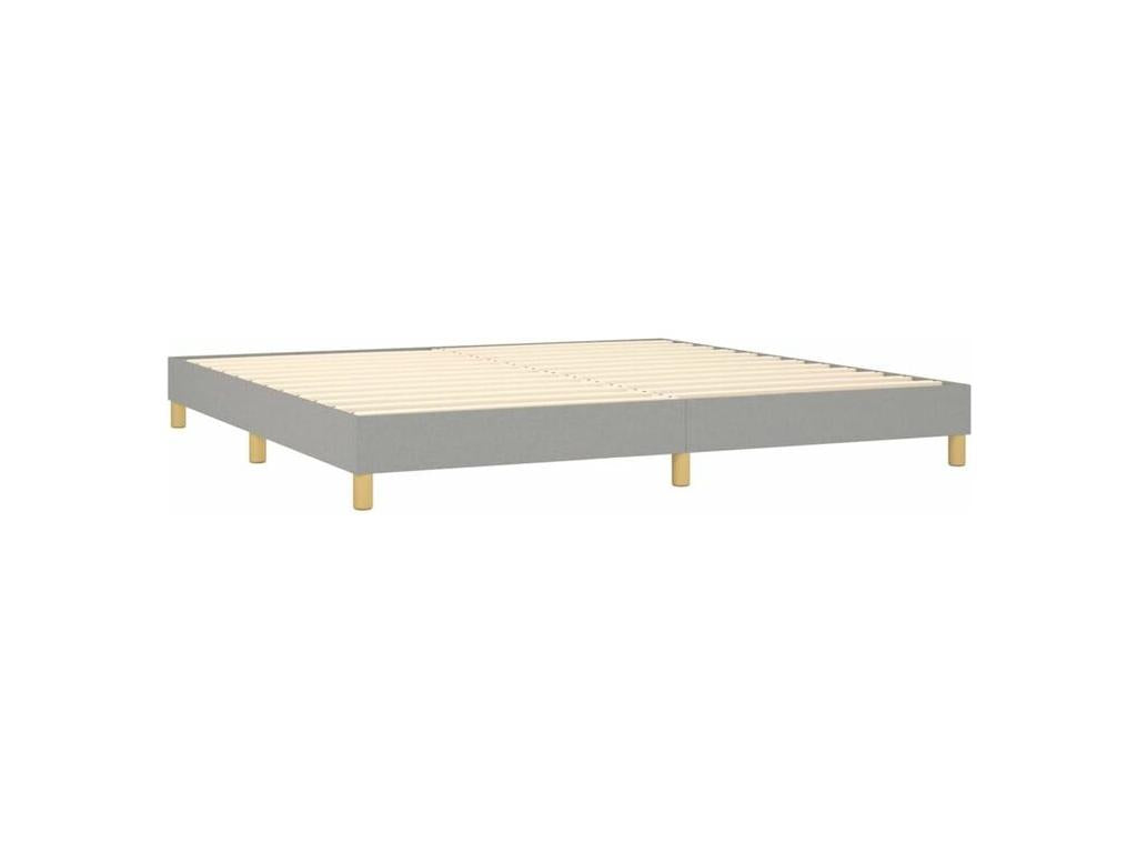 Bed Frame with Mattress - White Polyester Fabric, W 79.9 x D 79.9 x H 30.7 in