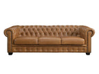 Sofa - Camel Leather, W 94.5 x D 39 x H 28.7 in