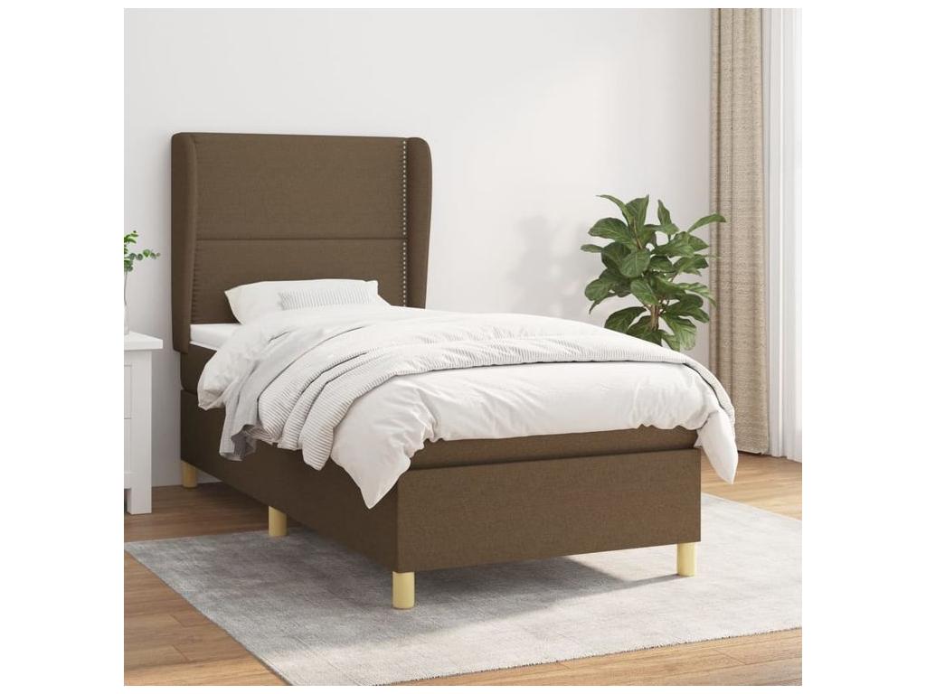 Bed Frame with Mattress - White Polyester Fabric, W 79.9 x D 40.6 x H 46.5 in