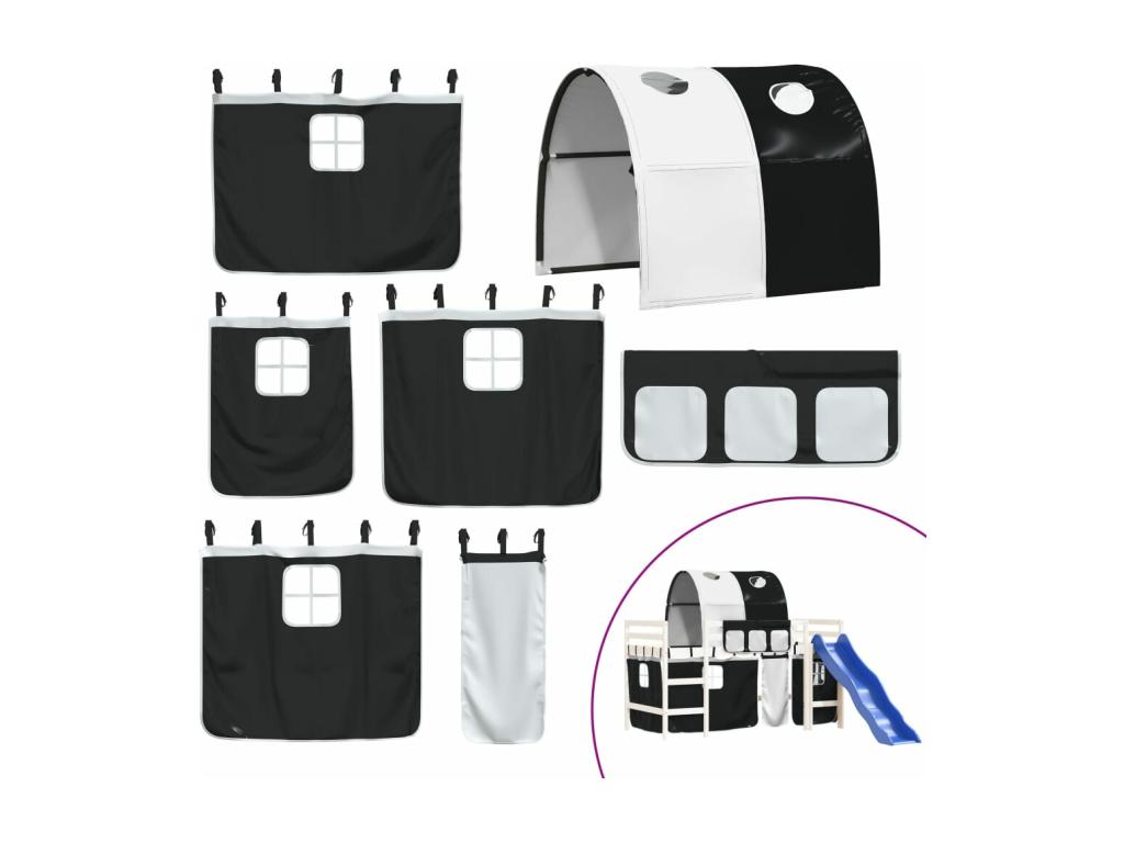 Bed - Black Wood, W 80.9 x D 34.4 x H 44.7 in