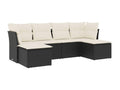 6-Piece Outdoor Patio Set with Cushions - Black Resin, W 56.1 x D 39.4 x H 35.4 in