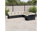 10-Piece Outdoor Patio Set with Cushions - Black Steel, W 28 x D 24.4 x H 27.2 in
