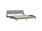 Bed Frame with Mattress - White Polyester Fabric, W 85.8 x D 80.7 x H 29.3 in