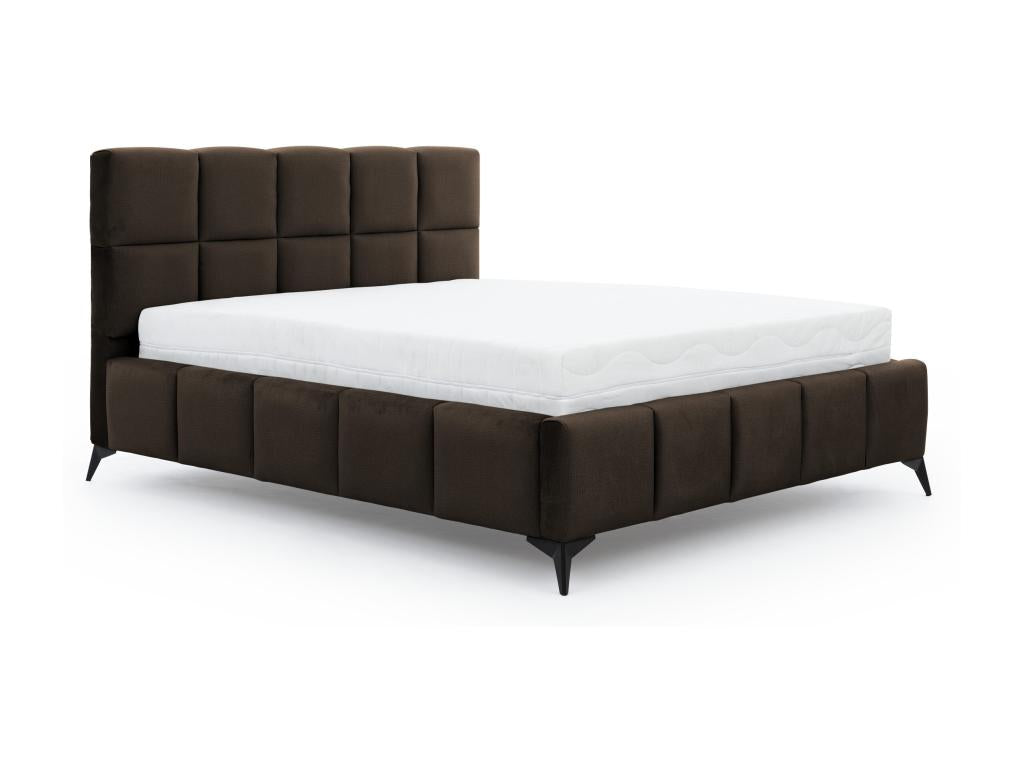 Bed - Brown Velvet, W 70.9 x D 86.6 x H 27.6 in