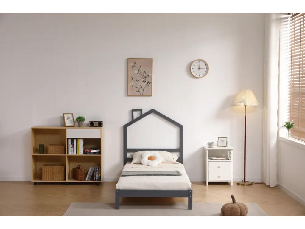 Bed - Gray Engineered Wood, W 35.4 x D 35.4 x H 47.2 in