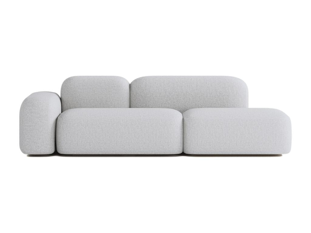 Modular Sofa - Light Gray Polyester Fabric, Engineered Wood, W 98.4 x D 42.1 x H 27.6 in